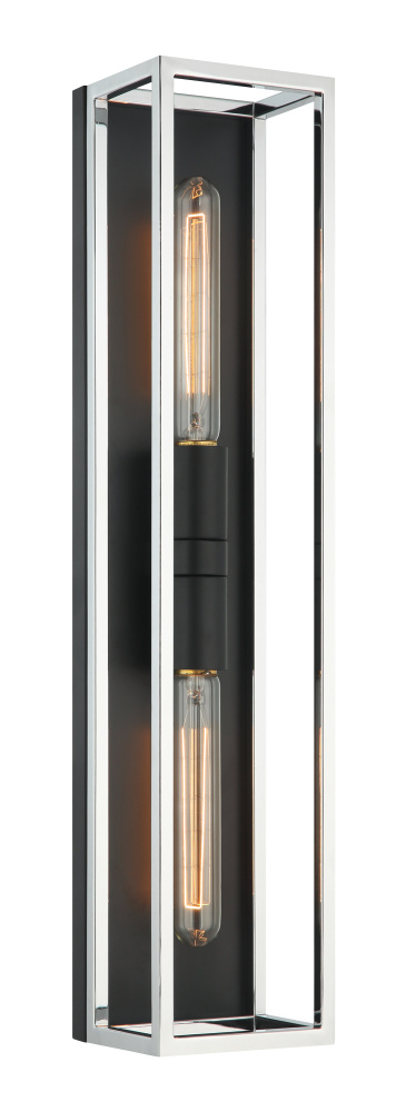 Shadowbox Black + Chrome Wall Sconce